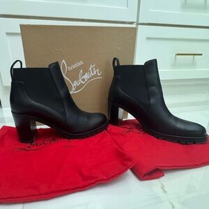 Christian Louboutin Black Leather Ankle Booties